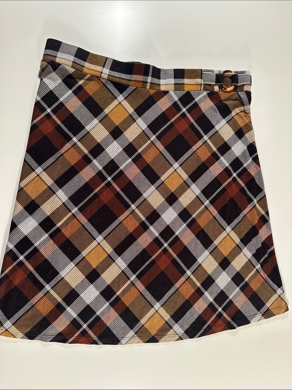 Scarlett Plaid Mini Skirt in Black, Brown & Mustard